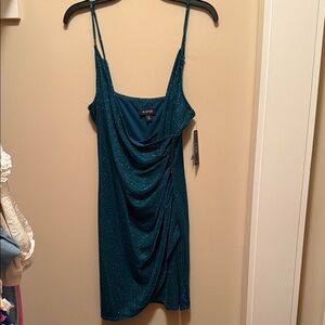 A. Byer Teal Sparkling Dress